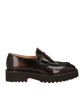 Doucal's Brown Leather Lug-Sole Penny Loafers